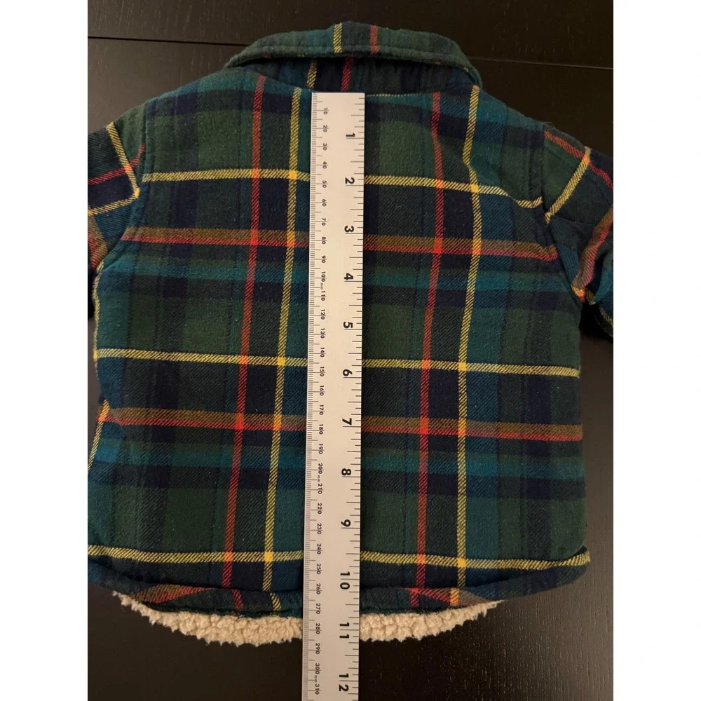 Old Navy Baby Flannel Sherpa-Lined Shirt Jacket 3-6 mths Green Plaid‎ Shacket